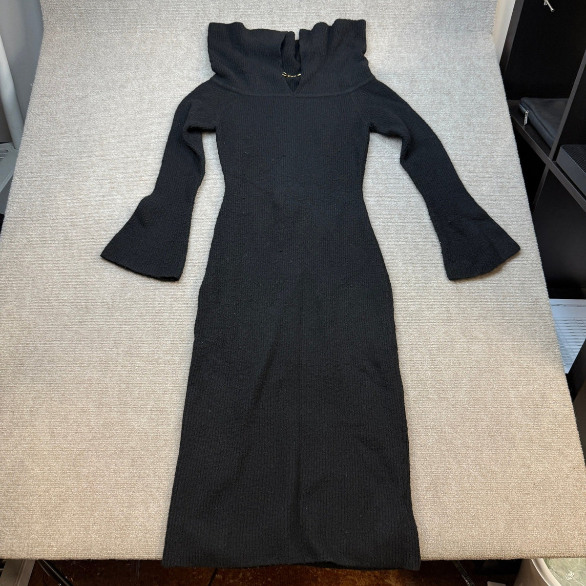 MSRP $50 Saodimallsu Women's S Black Off The Shoulder Maxi Sweater Dress Long