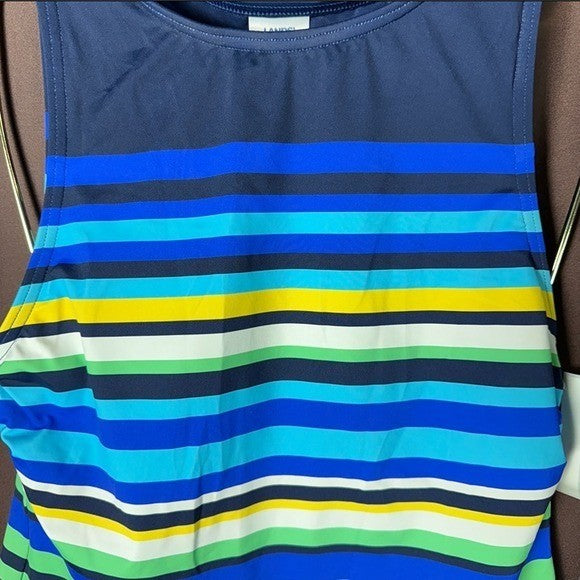 Lands End Women's 2 LONG High Neck UPF 50 Sun Protection Tankini Swimsuit Top
