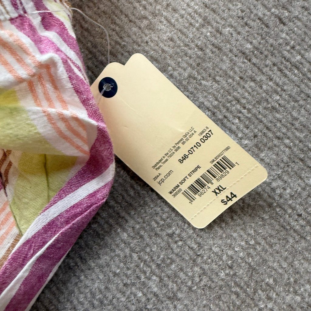MSRP $44 St John's Bay Women's XXL Warm Stripe Midi A-Line Skirt Linen Blend