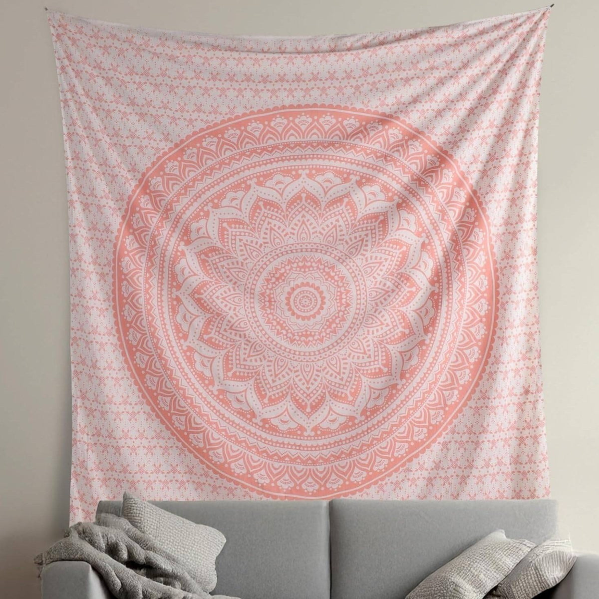 THE ART BOX Rose Gold Ombre Tapestry Wall Hanging Mandala 52x60" Bohemian