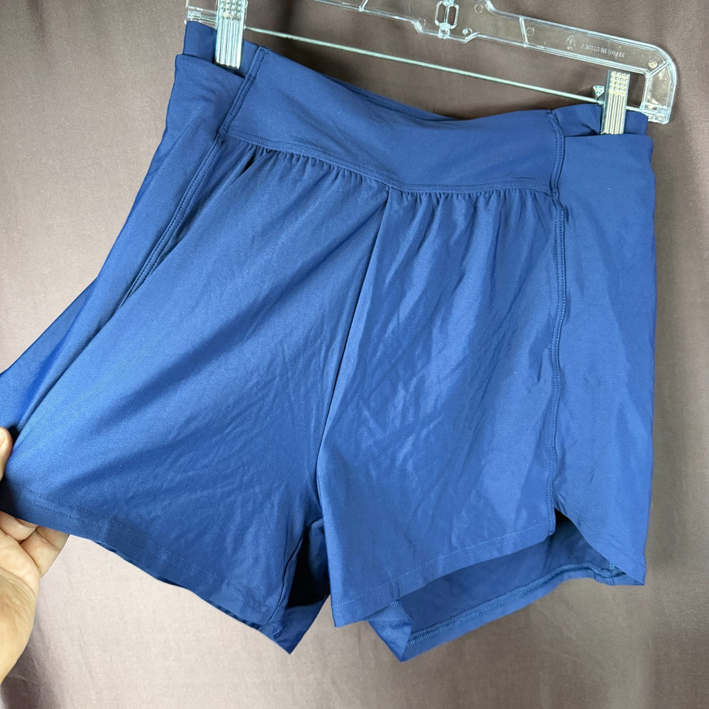 Lands' End Women's XS-S LONG Deep Sea Navy Chlorine Resistant 3" Swim Shorts  Th