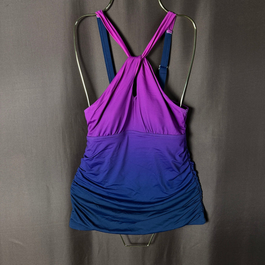 Lands' End Women's XS LONG High Neck Multi Way Tankini Swimsuit Top Violet Rose