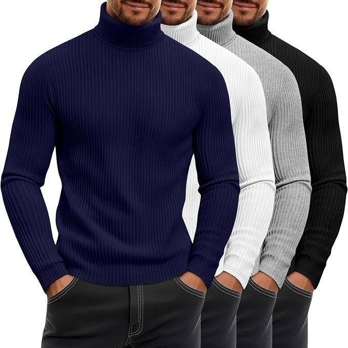 MSRP $76 August Alley 4 Pack Men's L Ribbed Turtleneck Long Sleeve Shirts Cotton
