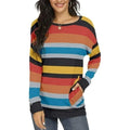 JuneFish Women's 18W Striped Long Sleeve Shirt Casual Top Loose Tunic