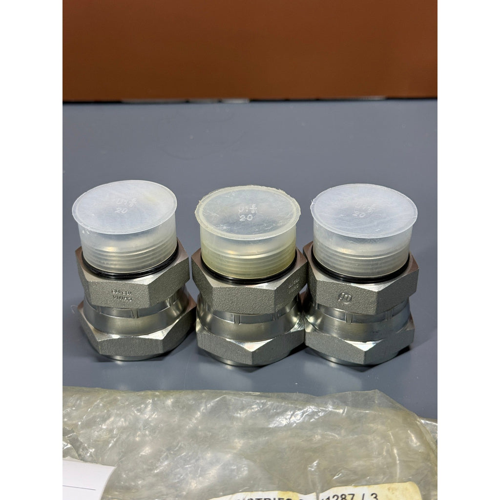 Set of 3 Brennan 6402-20-20-O Straight Adapter 1-1/4" Male ORB x 1-1/4" Female