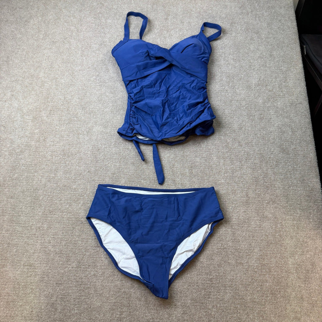 MSRP $51 B2prity Women's S Tankini Swimsuit Tummy Control Ruched V Neck Bathing