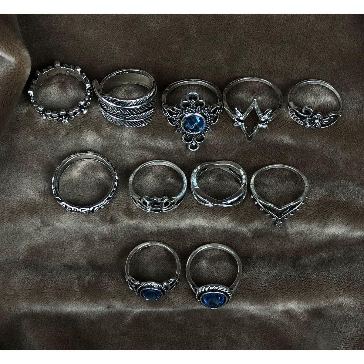11 pcs Retro Ring Set, Ring Pack, Silver Statement Ring, Vintage Rings for Women