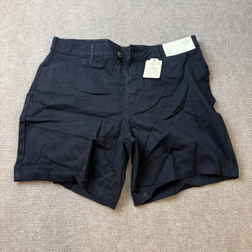 MSRP $32 St. John's Bay Womens 12 Black 7" Mid Rise Easy Fit Shorts