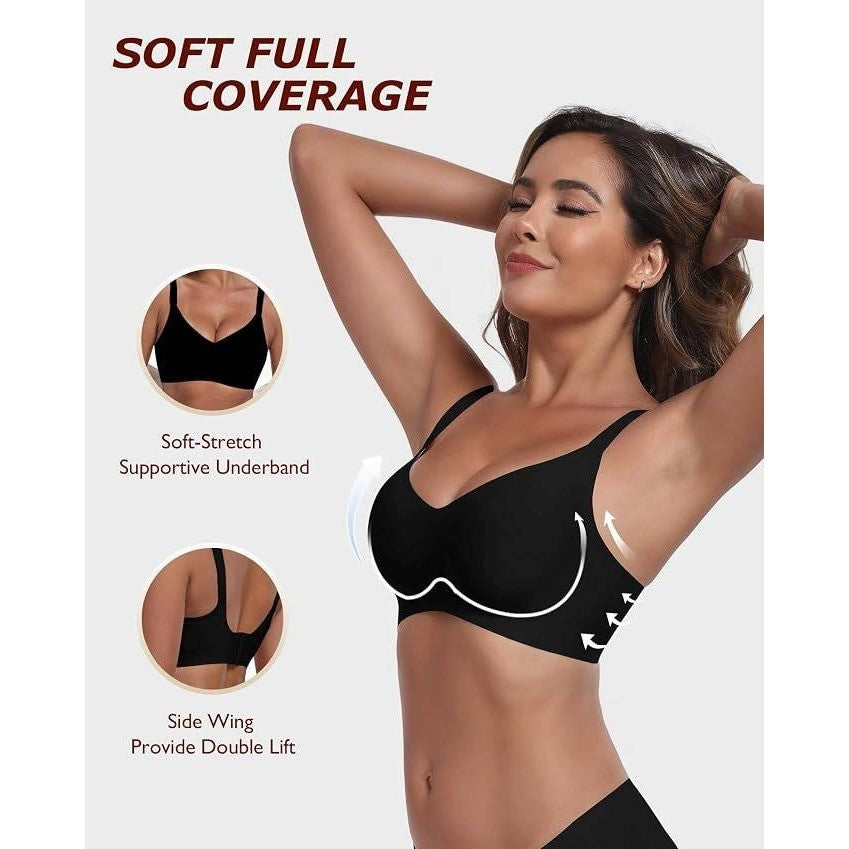 MSRP $26 LUXMAY Women's 38C/38D Black Wireless Comfortable Bra Seamless