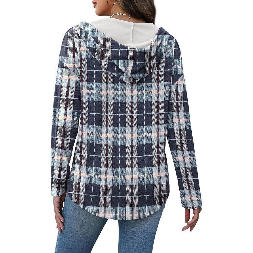 MSRP $19 RUMIA Women's 2XL Top V Neck Sweatshirt Pullover Hoodie Oversized Plaid