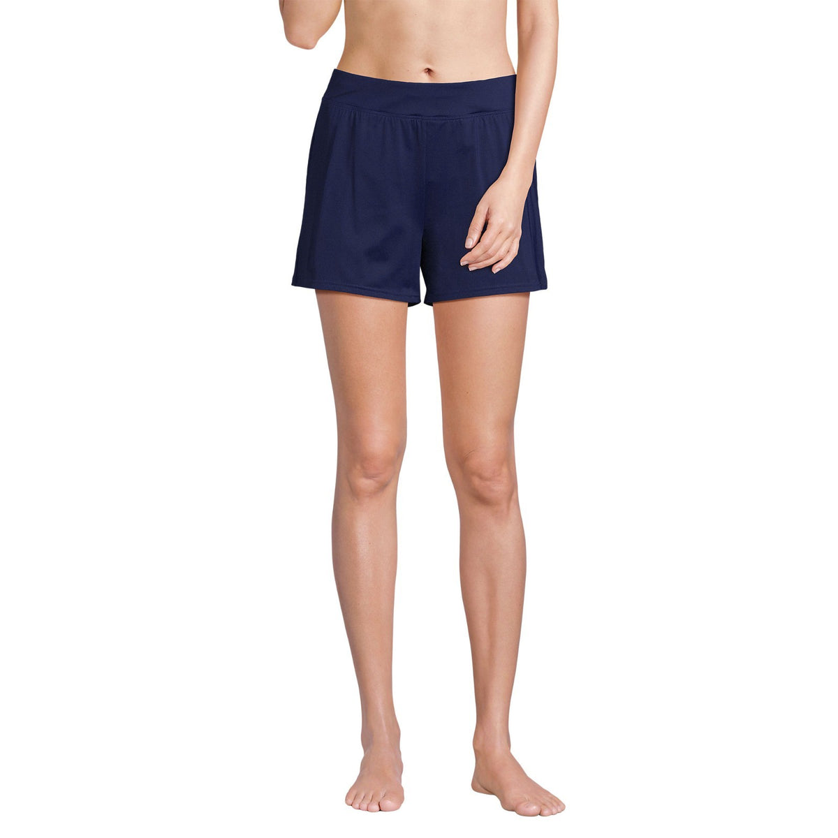 Lands' End Women's 4 LONG Deep Sea Navy 3" Smoothing Swim Shorts With Panty