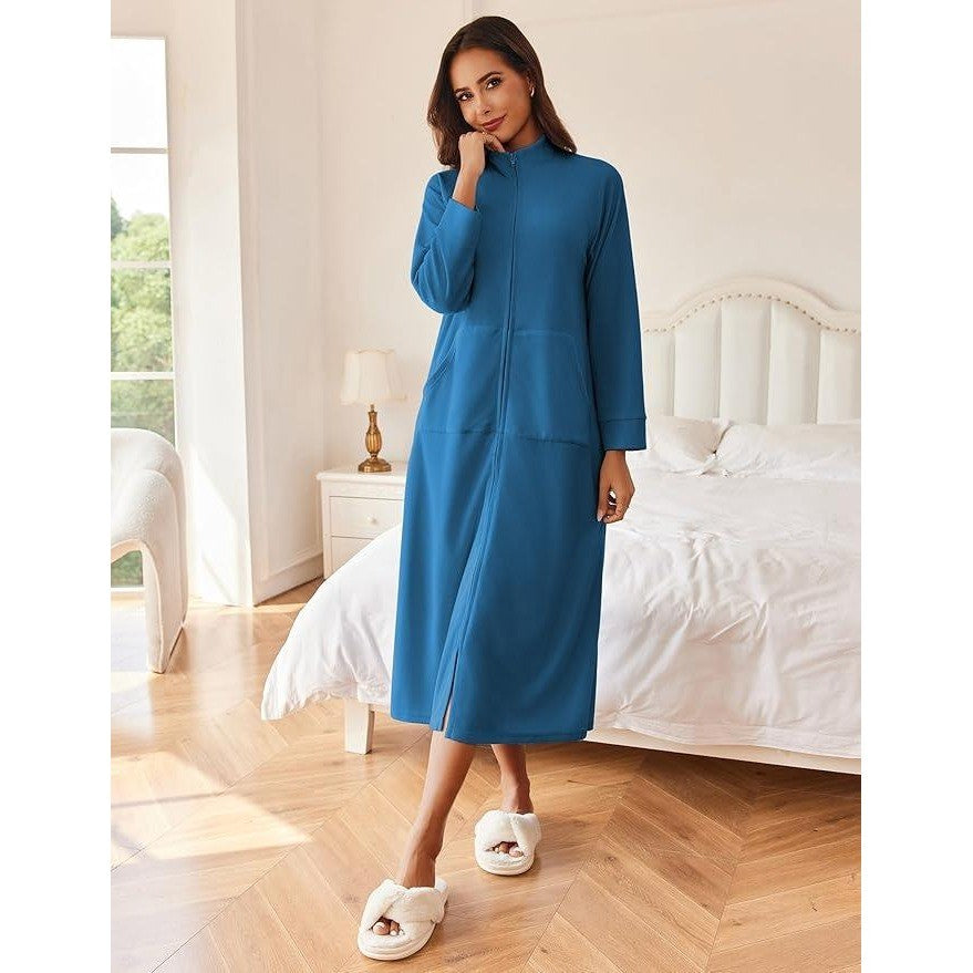 MSRP $38 Ekouaer Women's S Zipper Robe Long Sleeves House Coat REAL COLOR ON