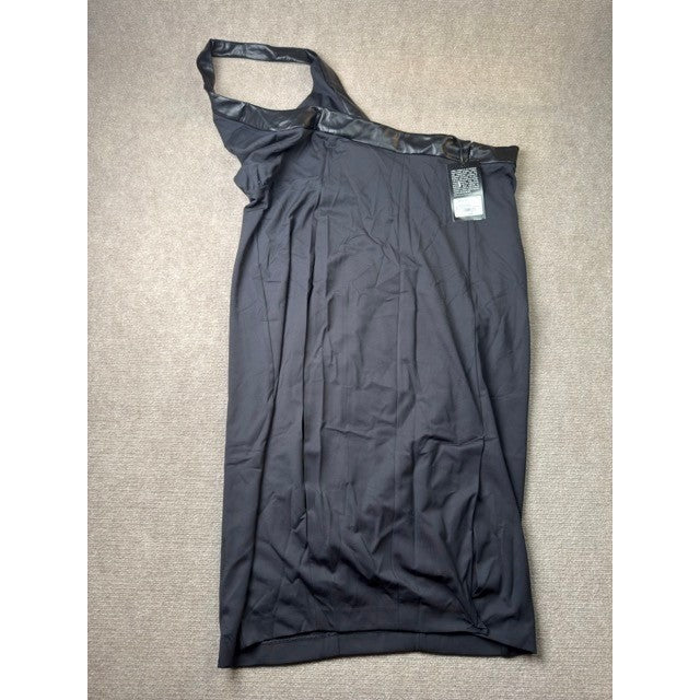 MSRP $90 Ashley Graham Women 24W Peppercorn Black Midi Halter Neck Bodycon