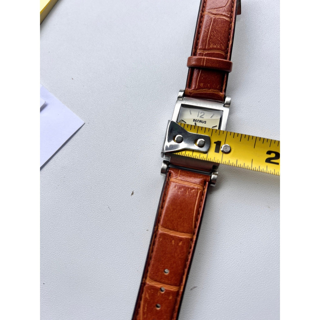 Benrus Watch Women PIM203BR 26mm Silver Tone MISSING Buckle Needs Battery B
