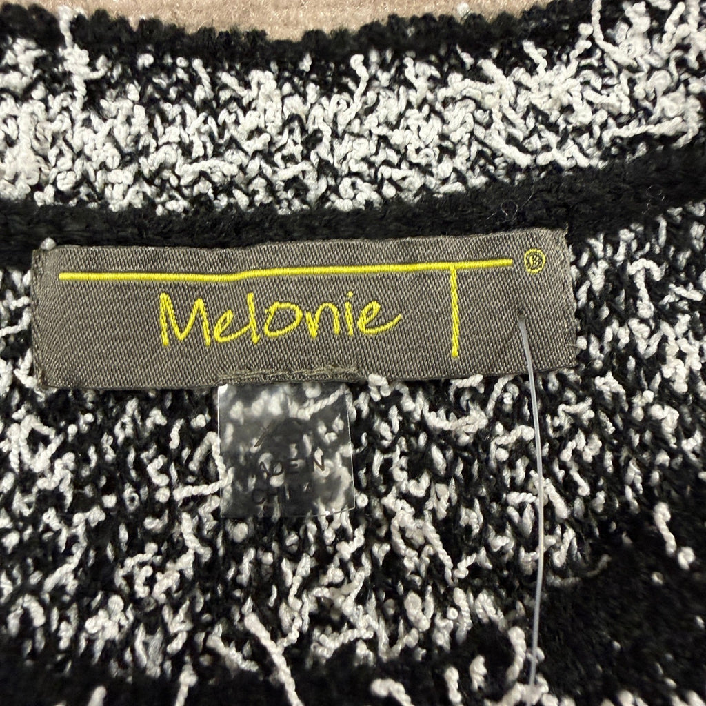 MSRP $86 Melonie T Womens XS Black Ivory Plaid Knit Puff Sweater Dress
