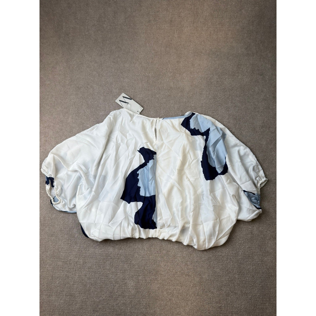MSRP $48 Worthington Womens L Petite Polar Bear Blue Satin Blouse Boat Neck El