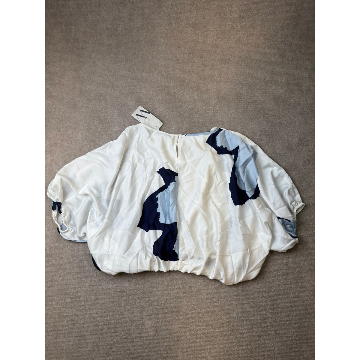 MSRP $48 Worthington Womens L Petite Polar Bear Blue Satin Blouse Boat Neck El