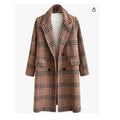 MSRP $85 CHARTOU Women's XS Plaid Double Breasted Woolen Peacoat Oversized
