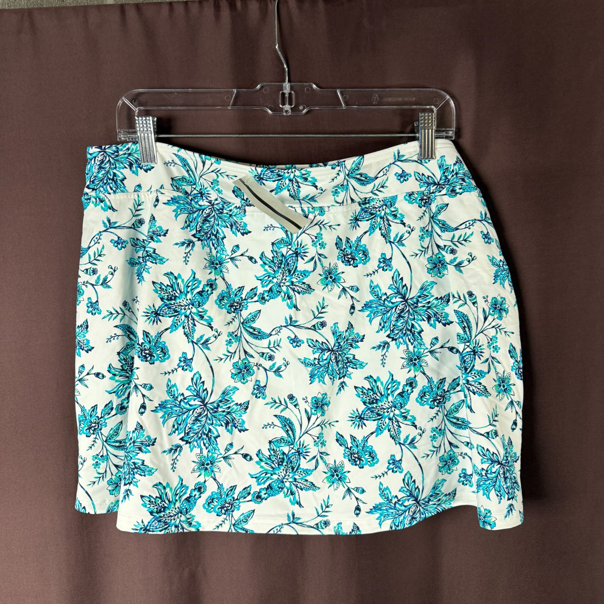 Lands' End Women's 4-8, 4-14W LONG Tummy Control Swim Skirt White/Turquoise