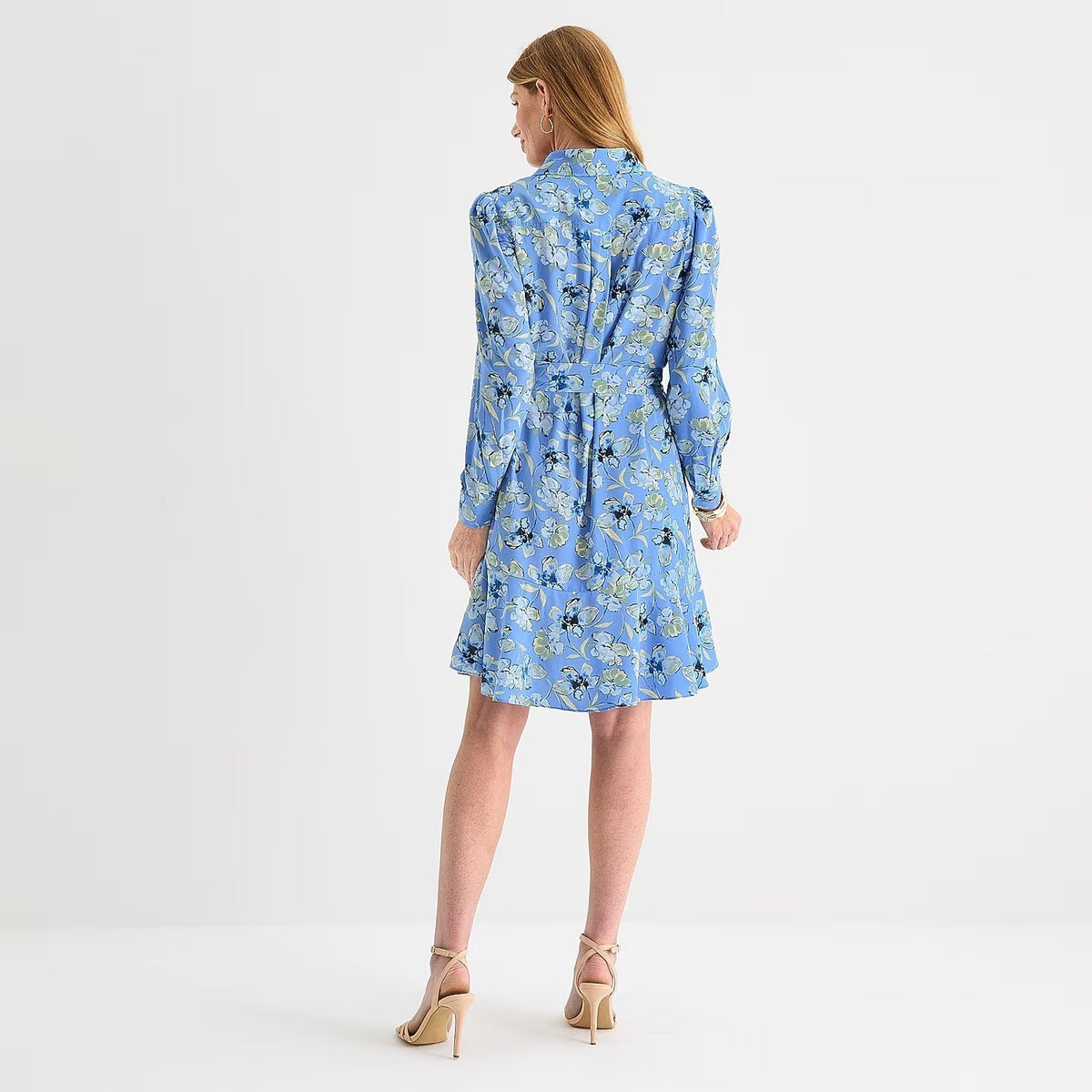 MSRP $89 Black Label by Evan-Picone Womens 8 Blue Yonder Multi Floral Dress Long