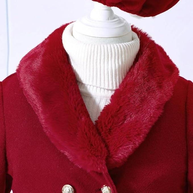 MSRP $47 Deerhobbes Girls 7Y Toddler Dress Coat Winter Coat Peacoat Fur Collar