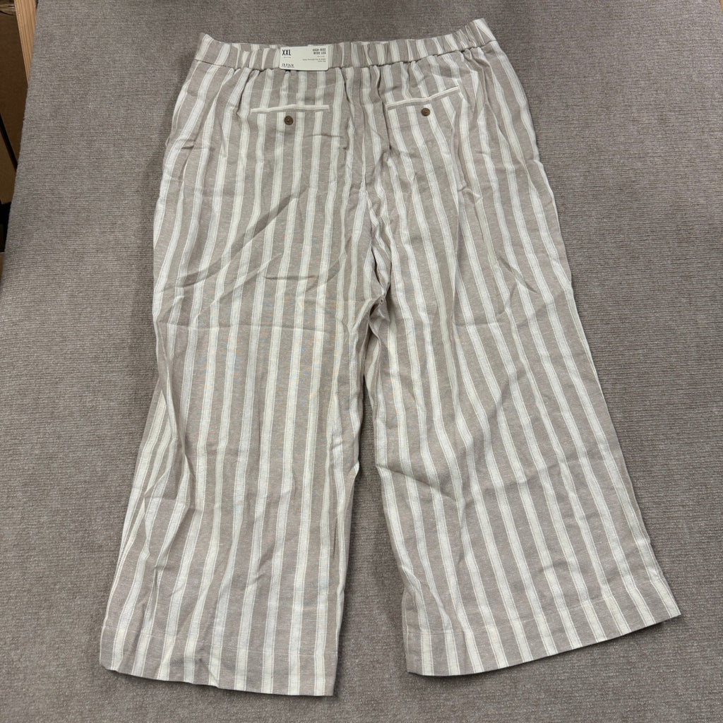 MSRP $48 A.N.A Womens XXL Birchwood Stripe Wide Leg Cropped Pants High Rise
