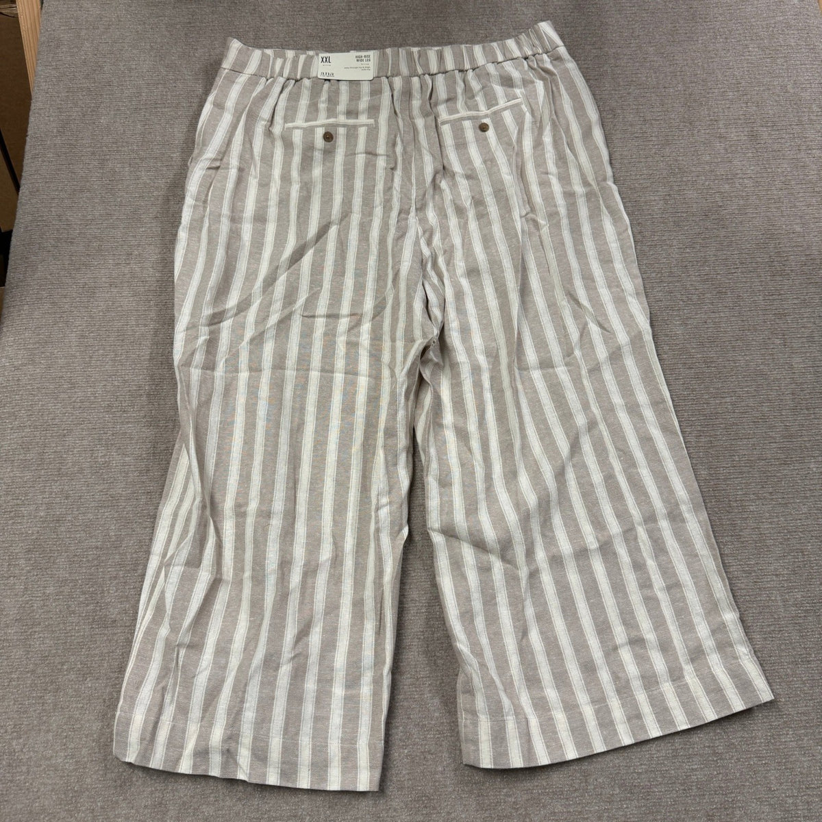 MSRP $48 A.N.A Womens XXL Birchwood Stripe Wide Leg Cropped Pants High Rise