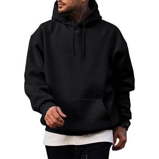 MSRP $38 JMIERR Mens L Black Fleece Lined Oversized Hoodie Pullover Sweatshirt