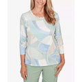 MSRP $59 Alfred Dunner Women's St. Augustine L Stained Glass Print Top Embellis
