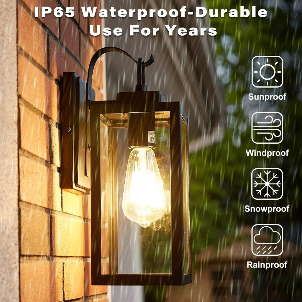Pia Ricco 1-Light Outdoor Wall Lights, Matte Black Exterior Light Fixtures