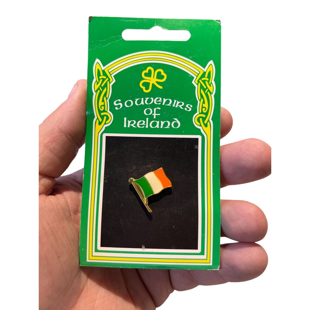 Vintage Ireland Flag Pin Country Travel Souvenir Gold Tone Green White Orange