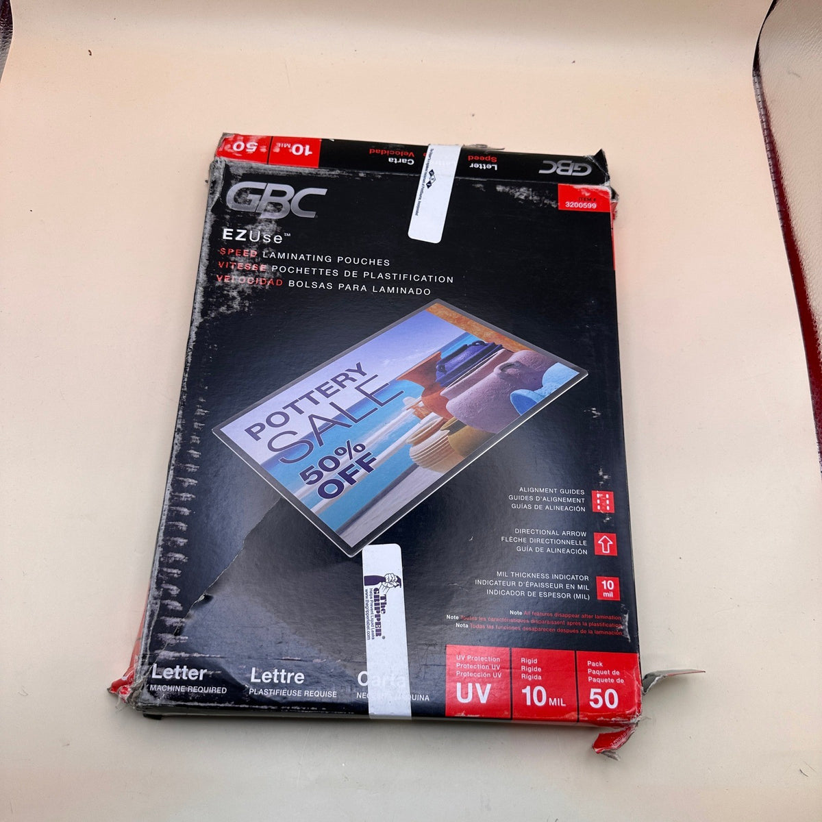 Pack of 50 GBC 3200599 EZUse Thermal Laminating Pouches 11.5"x9" 10 Mil DAMAGED