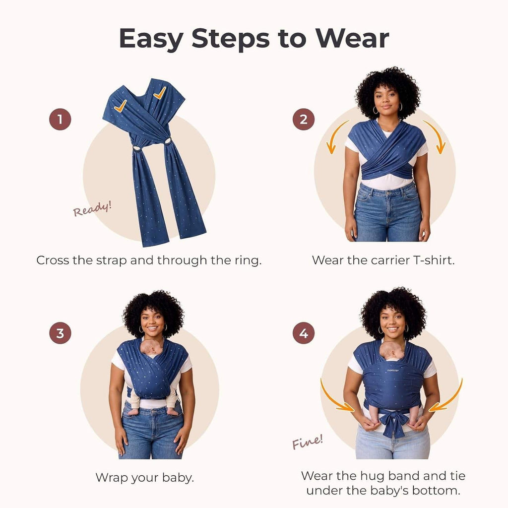 Momcozy Baby Wrap Carrier Starry Sky Easy-On 2-Piece Newborn to Toddler 8-35 lbs