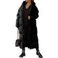 MSRP $91 Shanfetl Women's M Long Quilted Coat Hooded Maxi Long Sleeve Puffer J