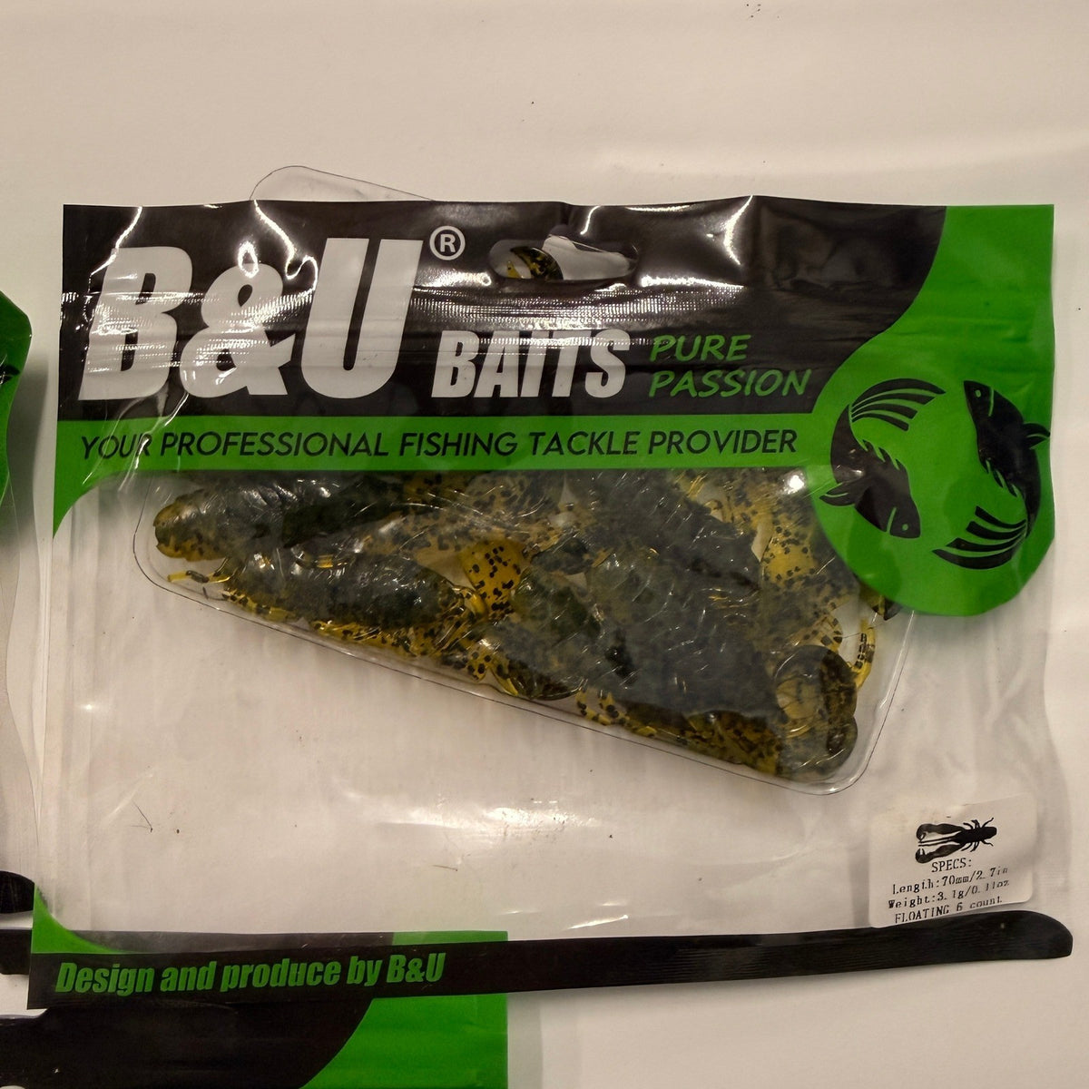 Set of 3 (6 pcs Each) B&U Baits 2.7" Filet Craw Soft Plastic Floating Fishing