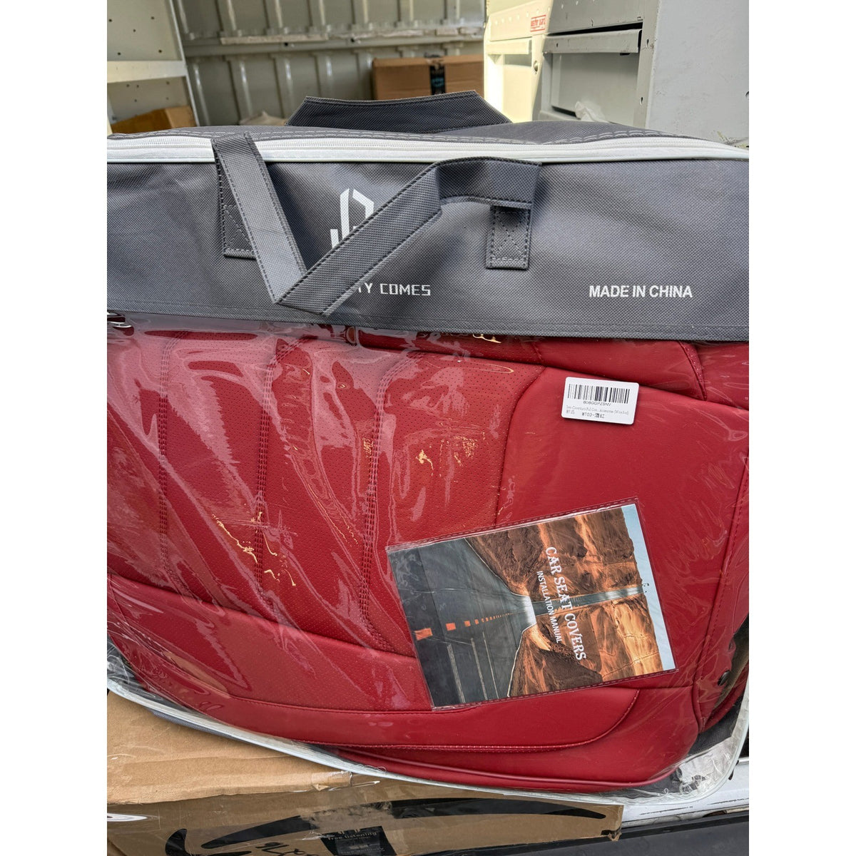 Isen-CoverAuto Wine Red Full Set Universal Fit Coverage Faux Leather Car Seat