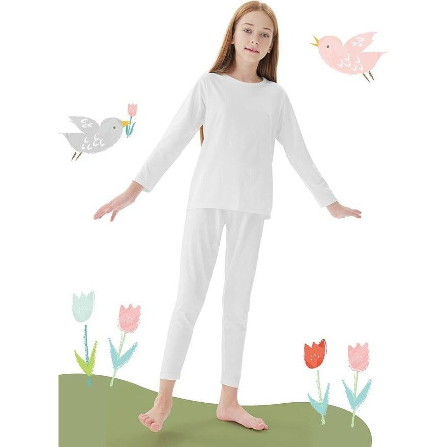 MSRP $36 Resinta 3 Girls 7-8Y Thermal Underwear Set Soft Winter Thermal Top and