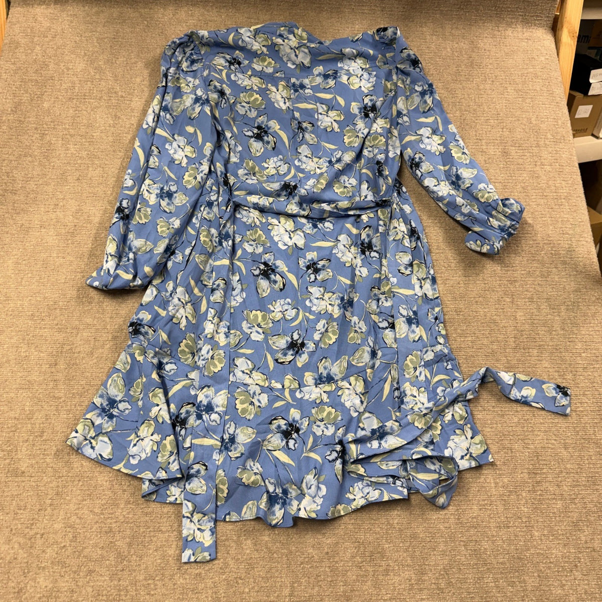 MSRP $89 Black Label by Evan-Picone Womens 8 Blue Yonder Multi Floral Dress Long