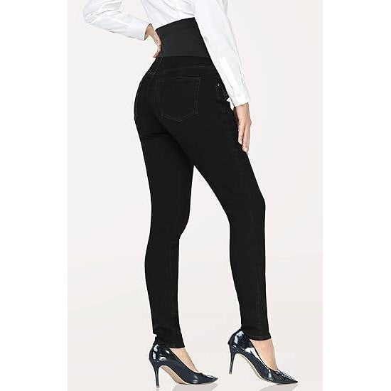 MSRP $40 PACBREEZE Women's L Black Maternity Jeans Over Belly Skinny Stretchy