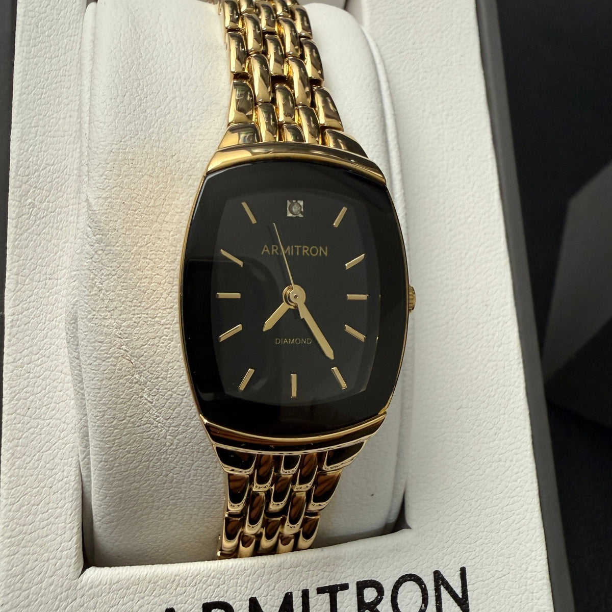 Armitron 75/5195GP Womens Gold Tone Diamond Accented Bracelet Watch New Battery