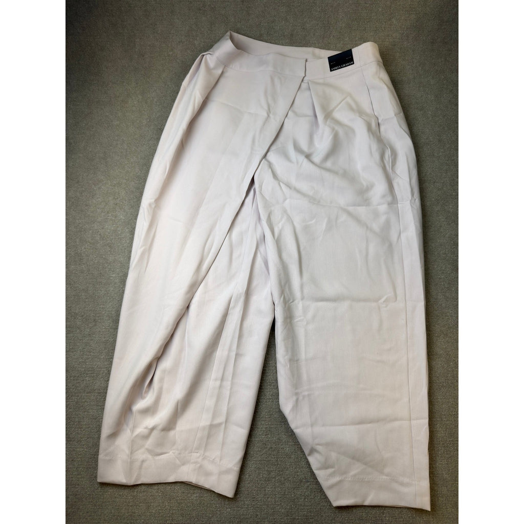 MSRP $80 Ashley Graham Womens 14W Hushed Violet Wide Leg Mid Rise Trouser Pants