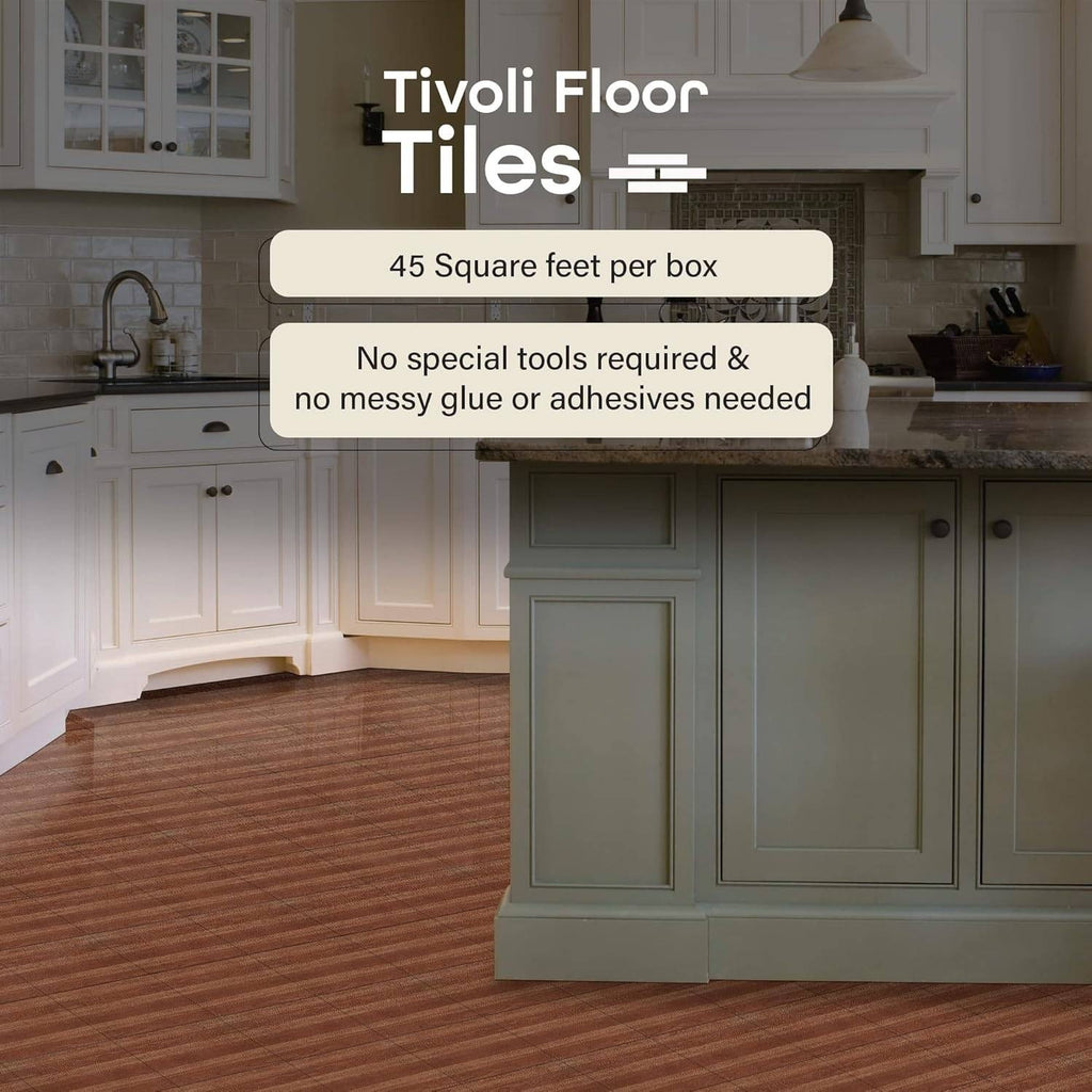 Pack of 45 Tivoli Peel & Stick Vinyl Floor Tiles Med Oak Plank DAMAGED BOX 12