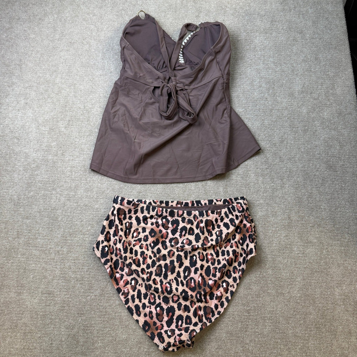 MSRP $27 Eytino Women's L 2 Piece Tankini Bathing Suit Tummy Control Swimsuit V
