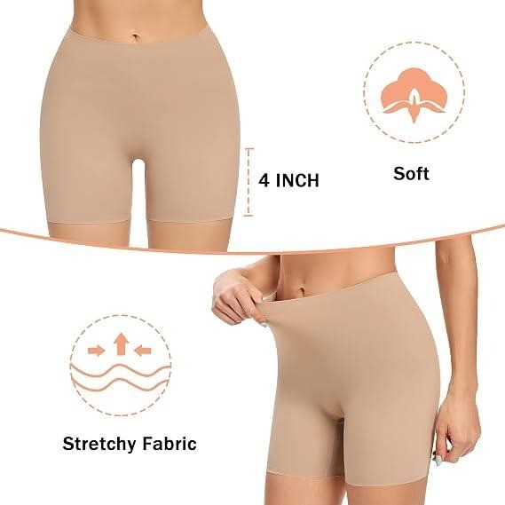 MSRP $19 Werena Women's L Beige No Control Slip Shorts for Under Dress Seamless