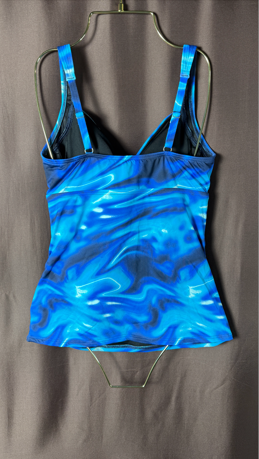 Lands' End Women's 4R, 2L-8L V-Neck Wrap Underwire Tankini Swimsuit Top Electric