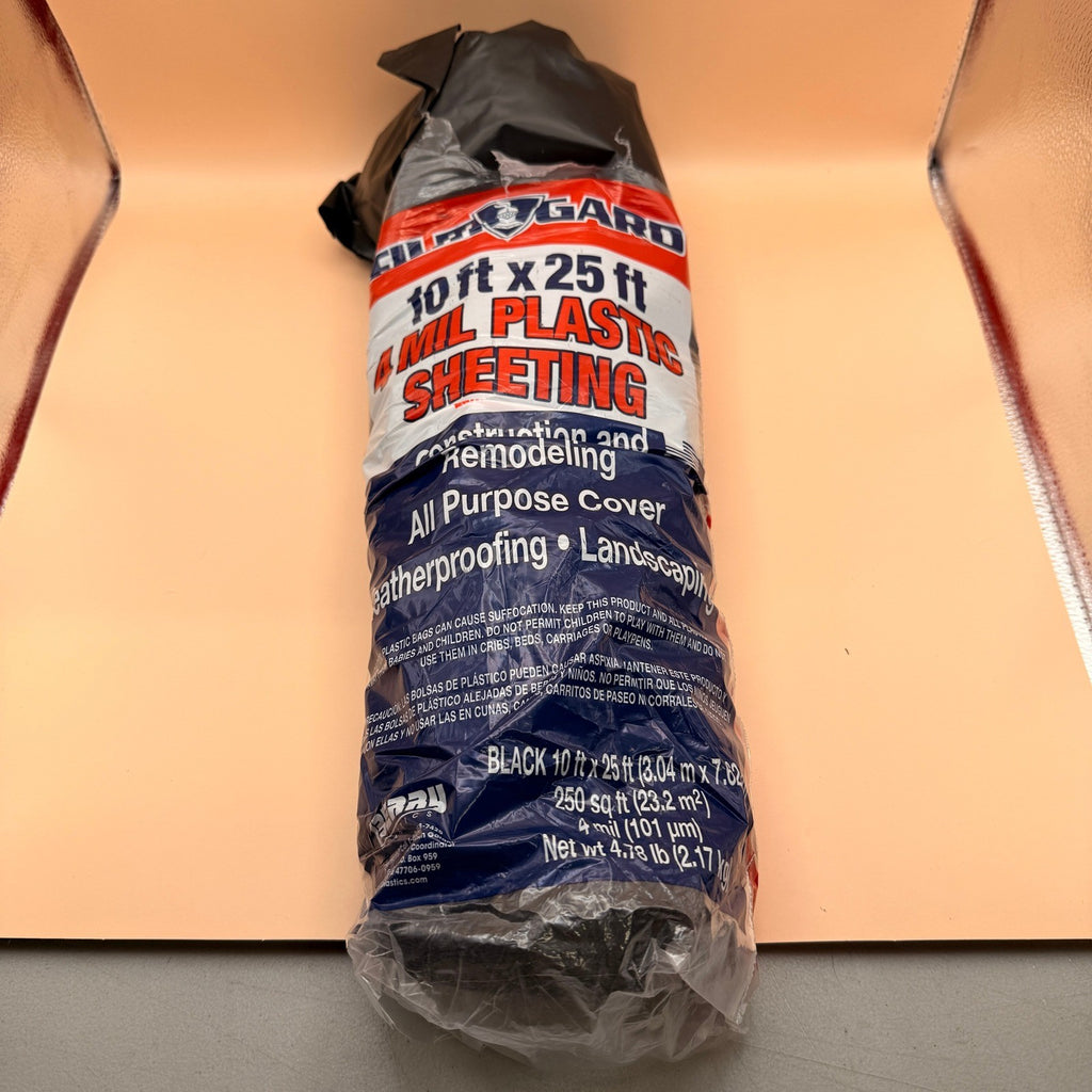 Film Gard 626161 Consumer Plastic Sheeting 10' x 25'  x 4 mil thick, Black