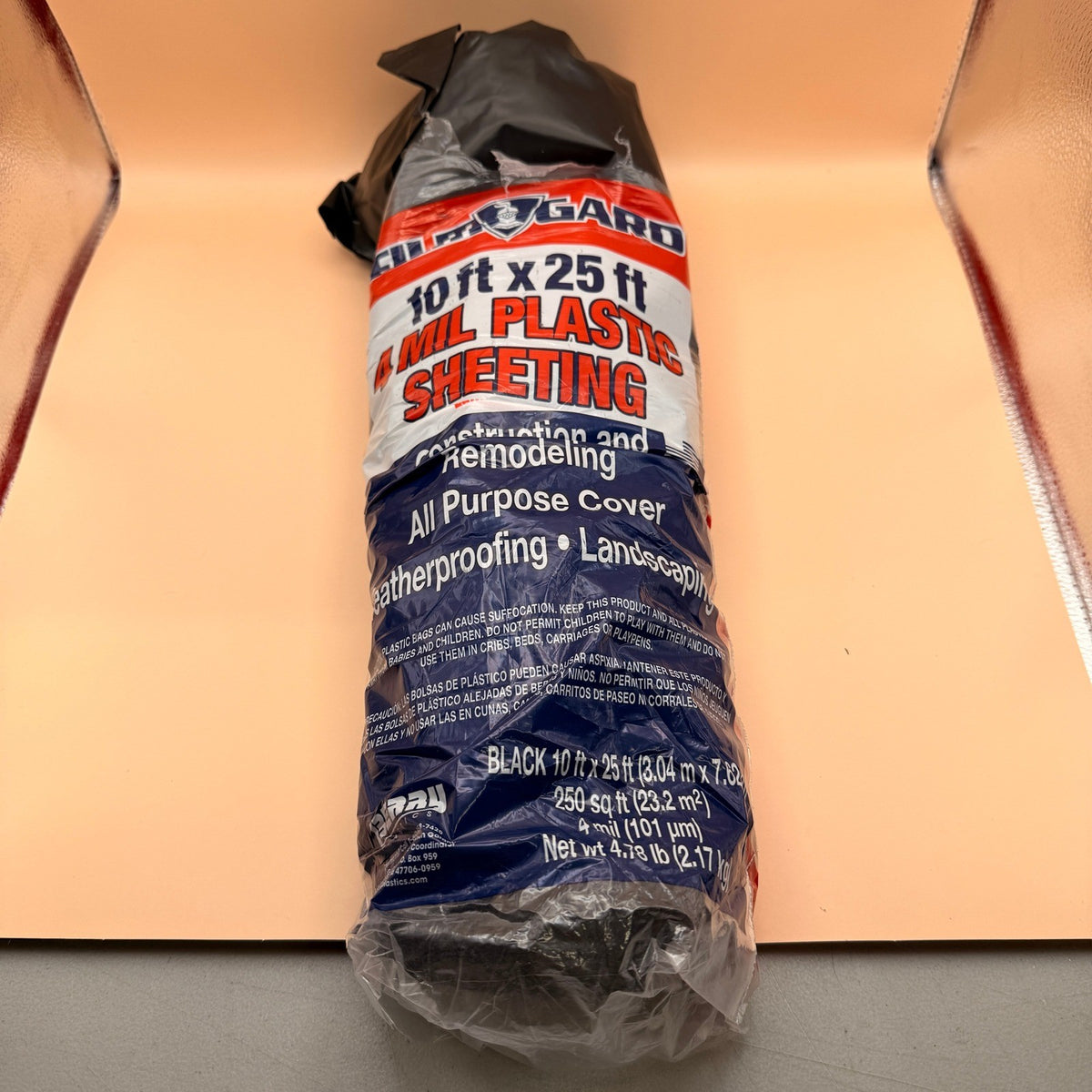 Film Gard 626161 Consumer Plastic Sheeting 10' x 25'  x 4 mil thick, Black