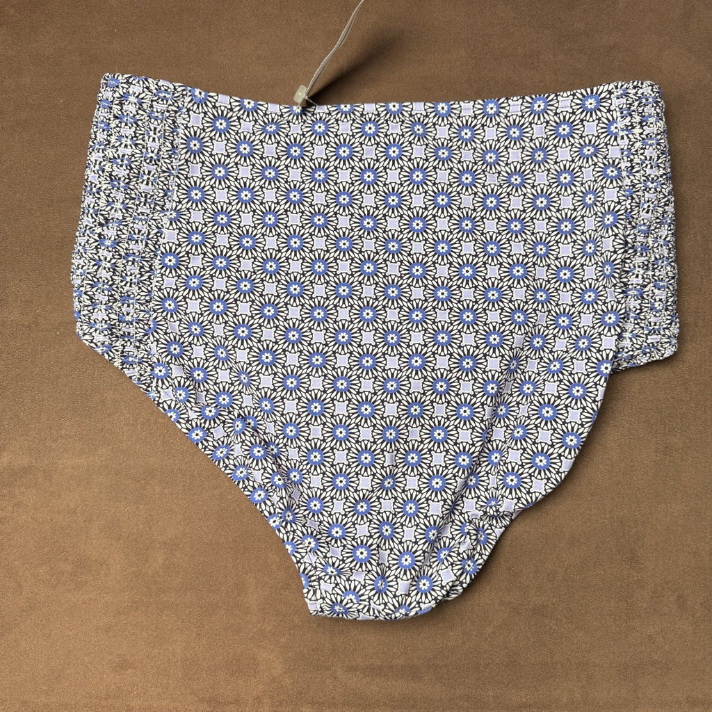 Lands' End Women's S LONG Smocked High Waisted Bikini Swim Bottoms Blackberry