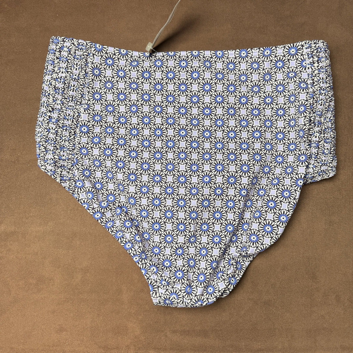 Lands' End Women's S LONG Smocked High Waisted Bikini Swim Bottoms Blackberry