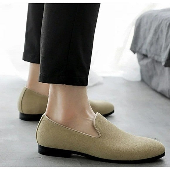 Santimon Mens US 11 Beige Suede Casual Plain Loafers for Formal Occasions Weddin